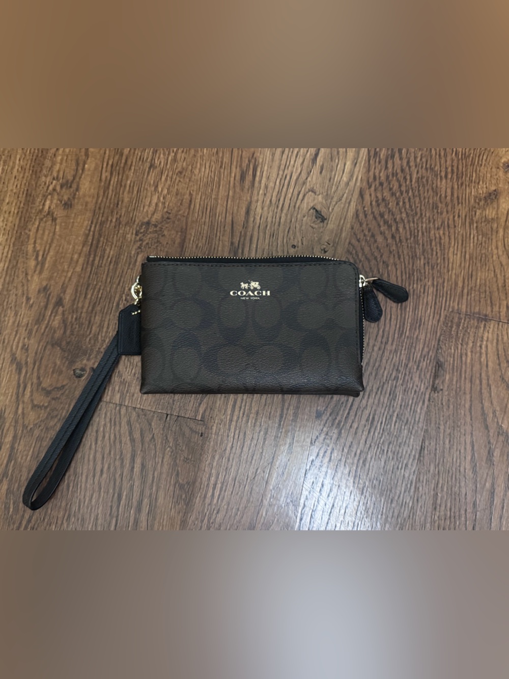 Coach Outlet Signature Brown Wristlet Pouch